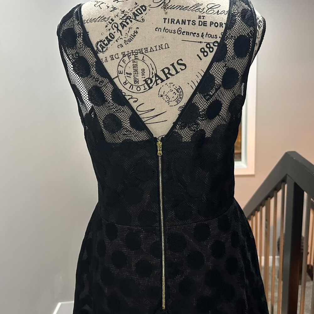 Betsey Johnson Retro 50s Fit & Flare Black Polka Dot Dress - Size 10/M - Picture 4 of 9